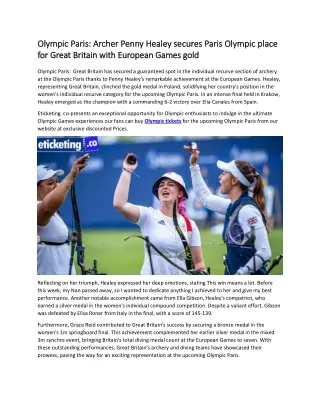 Olympic Paris  Archer Penny Healey secures Paris Olympic place for Great Britain with European Games gold