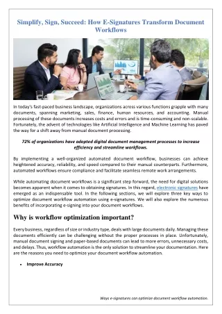 Simplify, Sign, Succeed How E-Signatures Transform Document Workflows - DrySign