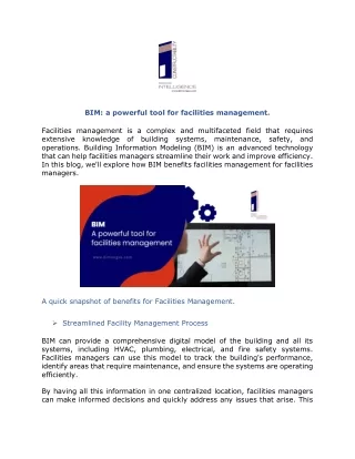 BIM a powerful tool for facilities management.