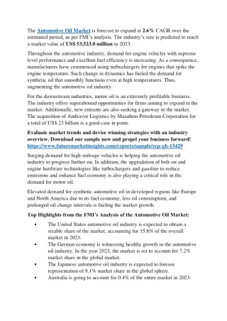 The Rise of Automotive Oil: An Overview of the Market