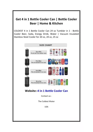 Get 4 in 1 Bottle Cooler Can  Bottle Cooler Beer  Home & Kitchen