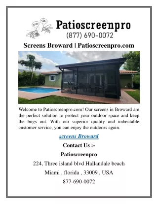 Screens Broward  Patioscreenpro