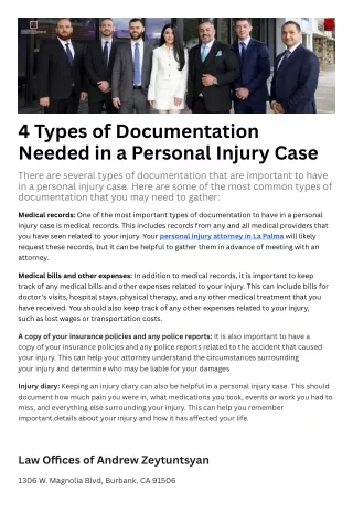 4 Types of Documentation Needed in a Personal Injury Case