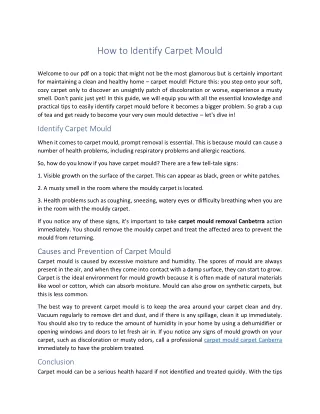 How to Identify Carpet Mould