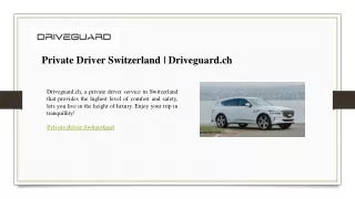 Private Driver Switzerland  Driveguard.ch