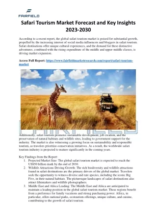 Safari Tourism Market Forecast and Key Insights 2023-2030