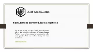 Sales Jobs in Toronto  Justsalesjobs.ca
