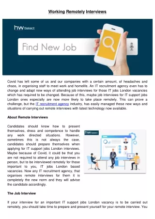 Working Remotely Interviews
