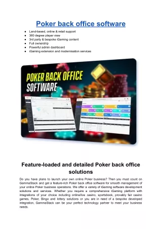 Poker back office software