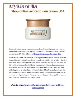 Shop online avocado skin cream USA