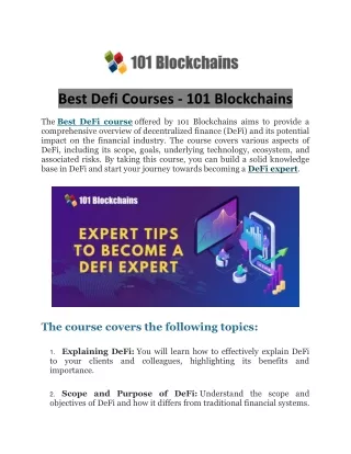 Best Defi Courses - 101 Blockchains