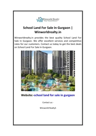 School Land For Sale In Gurgaon  Winworldrealty.in