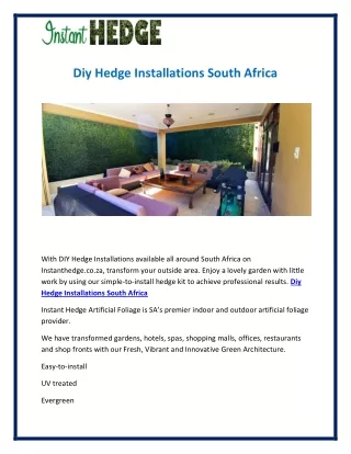 Diy Hedge Installations South Africa