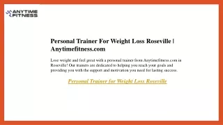 Personal Trainer For Weight Loss Roseville  Anytimefitness.com