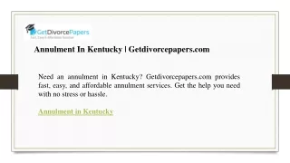 Annulment In Kentucky  Getdivorcepapers