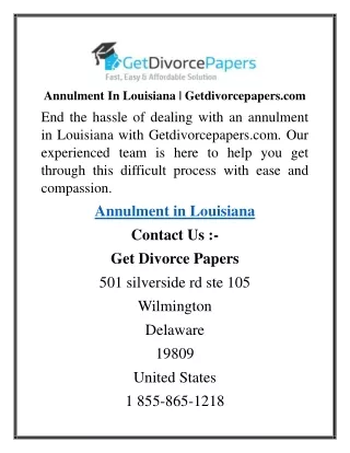 Annulment In Louisiana  Getdivorcepapers