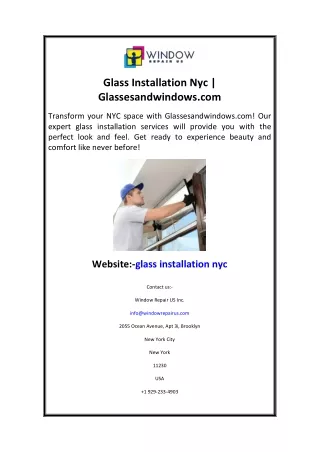 Glass Installation Nyc  Glassesandwindows.com