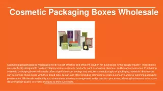 Cosmetic Packaging Boxes Wholesale