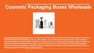 Cosmetic Packaging Boxes Wholesale