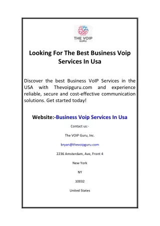 Looking For The Best Business Voip Services In Usa