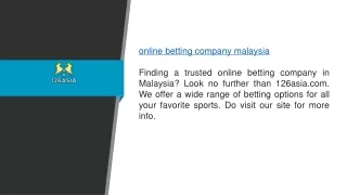 Free Bet Online Casino Singapore  126asia