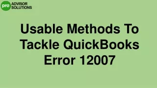 An Effective Guide To Fix QuickBooks Error 12007