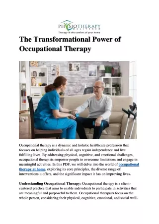 The Transformational Power of Occupational Therapy