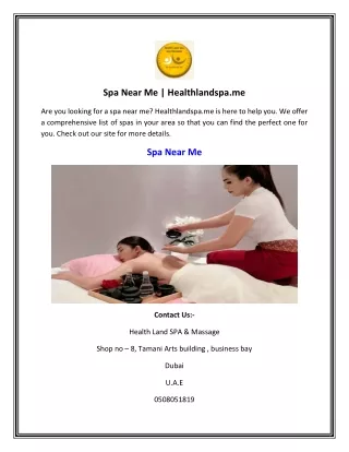 Spa Near Me | Healthlandspa.me