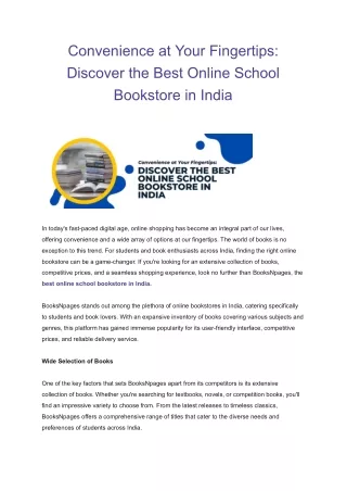 Convenience at Your Fingertips: Discover the Best Online School Bookstore in Ind