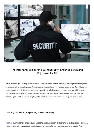 Sporting Event Security_ Ensuring Safety and Enjoyment for All