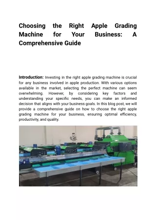 Choosing the Right Apple Grading Machine for Your Business_ A Comprehensive Guide
