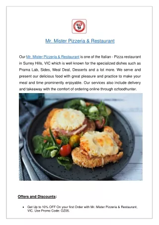 Mr. Mister Pizzeria & Restaurant - PDF