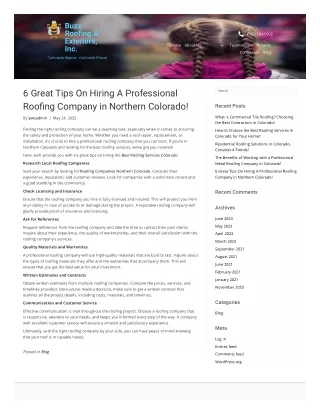 6 Great Tips On Hiring A Professional Roong Company in Northern Colorado!