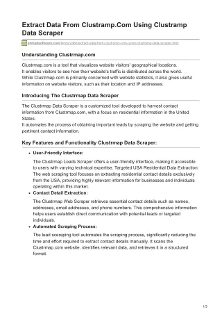 Extract Data From ClustrampCom Using Clustramp Data Scraper