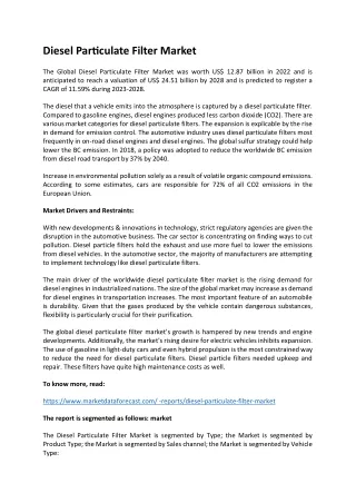 Diesel Particulate Filter Market