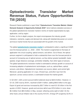 Optoelectronic Transistor Market