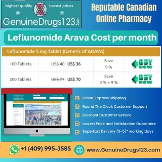 Leflunomide Arava Cost per month