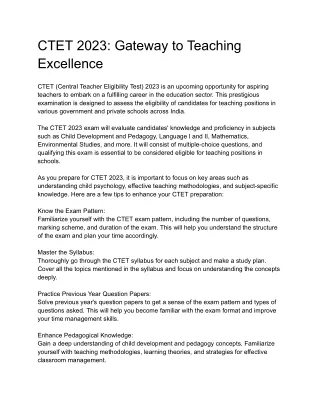 CTET 2023_ Gateway to Teaching Excellence