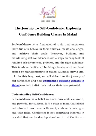 Confidence Building Classes in Malad Call-7428590012