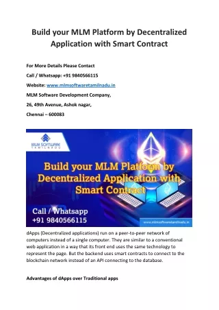 Build your MLM Platform by Decentralized Application with Smart Contract