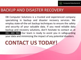 Backup and Disaster Recovery