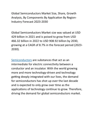 Global Semiconductors Market Size