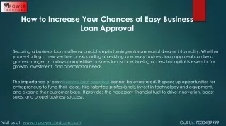 How to Increase Your Chances of Easy Business Loan Approval