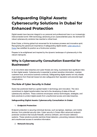Cybersecurity Solutions in Dubai for Enhanced Protection