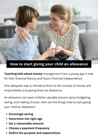 How to start giving your child an allowance