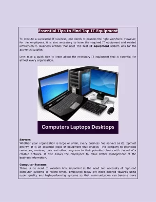 Essential Tips to Find Top IT Equipment