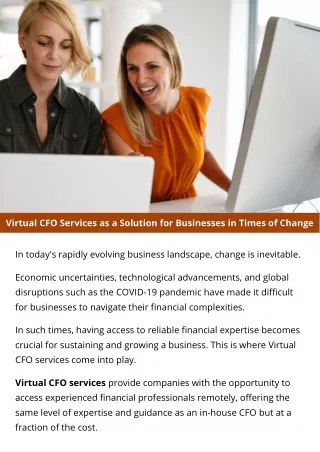 Virtual CFO Services as a Solution for Businesses in Times of Change