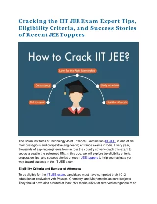 Cracking the IIT JEE Exam Expert Tips, Eligibility Criteria, and Success Stories of Recent JEE Toppers