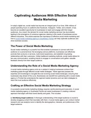 Captivating Audiences With Effective Social Media Marketing