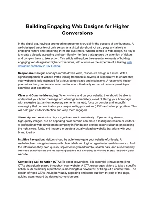 Building Engaging Web Designs for Higher Conversions